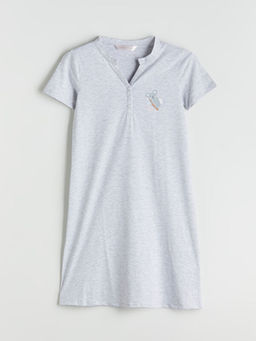 Ka??k Yaka Bask?l? Hamile Gecelik