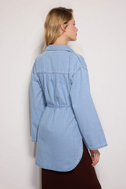 TRENDYOLMILLA Koyu Mavi Oversize Baglamal? Denim Gomlek TWOAW25GO00082  фото 21