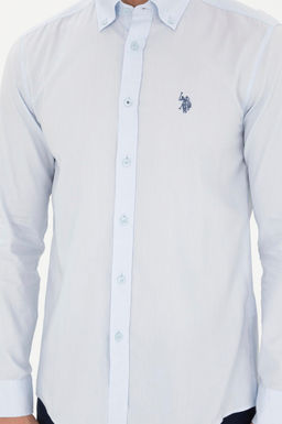 Мужская голубая базовая рубашка с длинным рукавом - U.s. polo assn фото 13