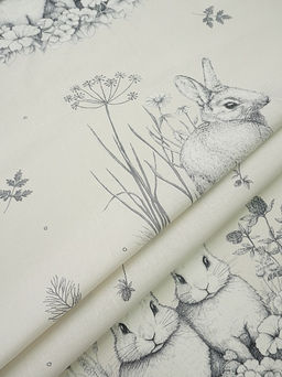 Бязь Кролики с клевером цв.св.бежево-серый, ш.1.5м, хлопок-100%, 135гр/м.кв - Купава фото 2