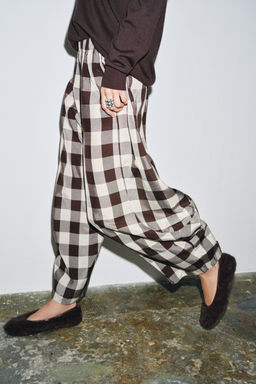 ZW COLLECTION GINGHAM CHECK TROUSERS - Zara фото 5