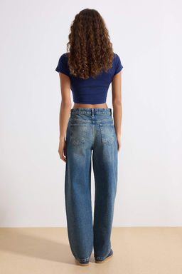 TRENDYOLMILLA Mavi Yuksek Bel Barrel Baggy Jeans TWOAW25JE00130  фото 20