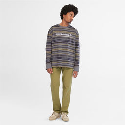 Футболка с длинным рукавом Timberland Longsleeve Striped Linear Logo Regular серая  фото 2