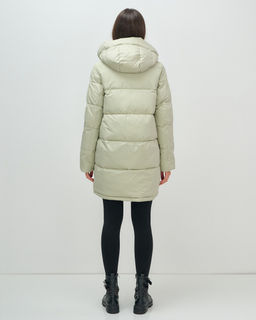 Куртка зимняя женская с капюшоном модная салатового цвета 3193Sl - Visdeer фото 5
