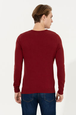 Мужской вязаный свитер вишневого цвета - U.s. polo assn фото 19