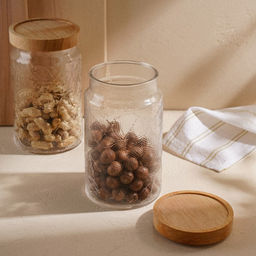 Банка для сыпучих продуктов SL Home Ивелин, 2 л, 1220 см, с деревянной крышкой, стекло, прозрачная - Sima-land home фото 7