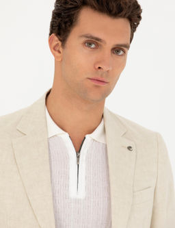 Бежевая льняная куртка приталенного кроя - Cacharel фото 2