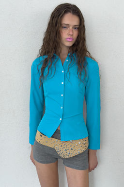 CINTUR?N FAJ?N PIEL 100% TACHAS / Amarillo claro