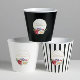 Набор кашпо для цветов 3 в 1 «Beautiful», тиснение, 0,8 л, 11 х 12 см