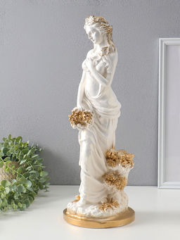 Фигура "Девушка с виноградом" белый с золотом, 50х20х20 см