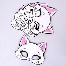 УЦЕНКА Набор бумажной посуды c масками «Кошечка», 6 тарелок, 6 стаканов, 6 масок