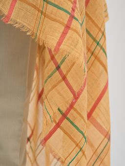 ЛЕН ХЛОПОК ВИСКОЗА Большой, красивый двусторонний палантин с необычной выработкой по всему полотну изделия - Tantino фото 3