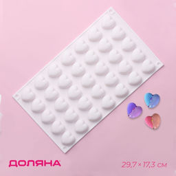 Форма для муссовых десертов и шоколада KONFINETTA Сердца, силикон, 29.7?17.3?1.5 см, 35 ячеек (2.7?2.5 см), белая