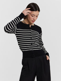 Кардиган женский черный в полоску