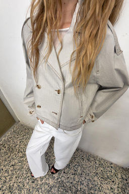 CHAQUETA ESPIGA EFECTO LAVADO / Azul / Gris - Zara фото 3