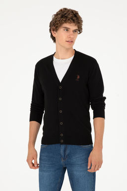 Мужской черный базовый трикотажный кардиган Неожиданная скидка в корзине