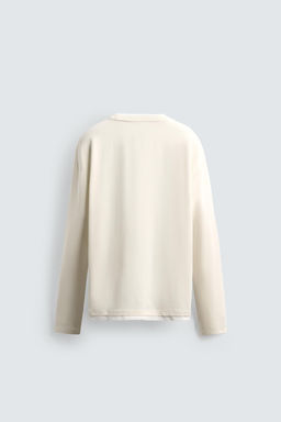 T-SHIRT WITH CONTRAST DOUBLE FINISHES - Zara фото 8