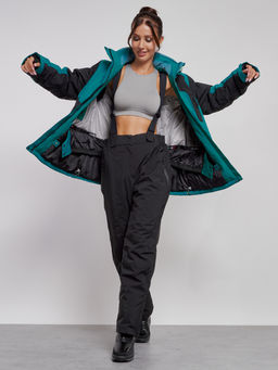 Горнолыжный костюм женский большого размера зимний темно-зеленого цвета 02366TZ - Chunmai фото 10