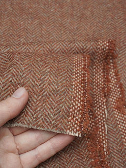 Шерсть пальтово-костюмная Твид Елочка цв.корица/бежевый, ш.1.5м, шерсть-50%, п/э-50%, 310гр/м.кв - Купава фото 10