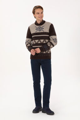 Erkek Comfort Fit Bisiklet Yaka Kahverengi Kazak - U.s. polo assn фото 4