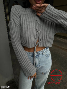 Вязанная кофта на завязках