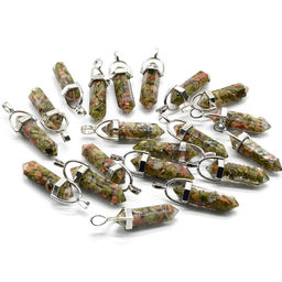 Кристалл - маятник с крошкой унакита 13*10*41мм