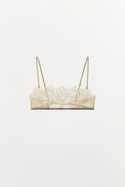 BRALETTE BANDEAU ENCAJE BORDADOS FLORES / Crudo - Zara фото 8
