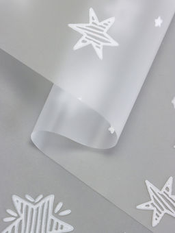 Пленка для цветов и декора, матовая, Звездочки, белый, 0.6?9 м 5%