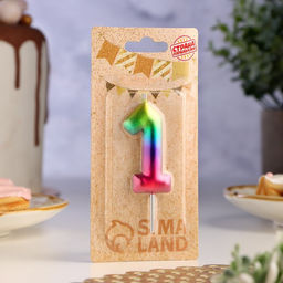 Цена за 3 шт. Свеча в торт Акварель, цифра 1, 5,5 см - Страна карнавалия фото 2