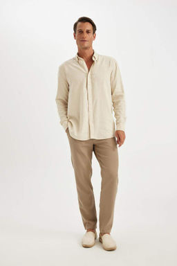 Хлопковая рубашка с длинными рукавами и воротником-поло Relax Fit - Defacto фото 2