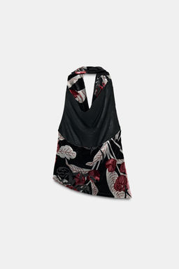 VELVET HALTER TOP WITH FRINGING - Zara фото 4