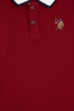 Erkek _ocuk Bordo Polo Yaka Basic Sweatshirt