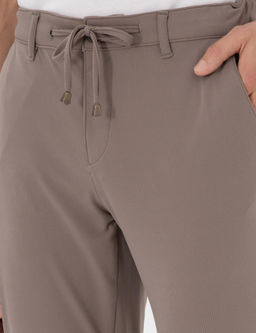 Bej Slim Fit Esnek Jogger Kanvas Pantolon