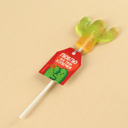 Цена за 2 шт. Леденец кактус на палочке, МИКС цветов, 15 г. - Simaland фото 2