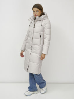 Пальто зимнее MTFORCE 9636_1B женское утепленное стеганное бежевое  фото 13