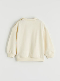 Bisiklet Yaka Bask?l? Erkek Bebek Sweatshirt