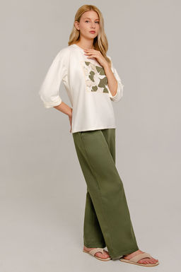 Арт. 10807 Пижама с брюками 44-52 (5 шт) Цвет:верх-молочный,низ-полынь - Калинка фото 24