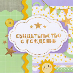 Свидетельство о рождении Жираф тиснение, А5 - Дарим Красиво фото 2
