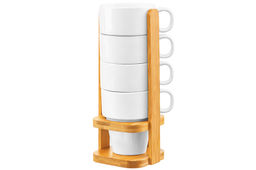 Набор 4 кружек 170 мл 10,5*8,5*21 см Айсберг на дерев. подставке - Elan gallery фото 6