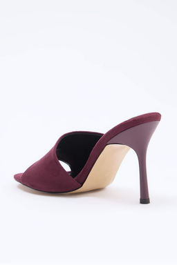 Bordo Suet 9 cm Kad?n Klasik Topuklu Ayakkab? TAKSS26TO00028