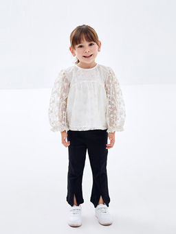 Bisiklet Yaka Uzun Kollu K?z Bebek Bluz ve Tayt Pantolon 2li