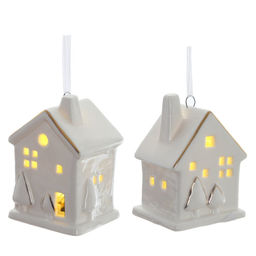 Фигурка декоративная подвесная "Домик" с подсветкой (2хLR44), 2в., L4,5 W4 H6 см, 2в.