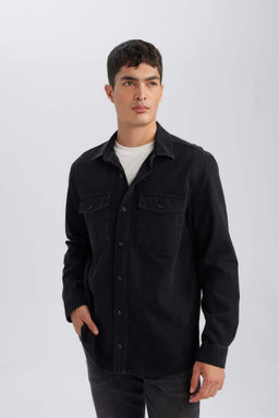 Рубашка стандартного кроя с длинным рукавом - Defacto фото 3