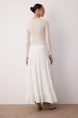 TRENDYOLMILLA Beyaz Pamuklu Dokulu Kumas Maxi Boy Dokuma Etek TWOSS25ET00029 фото 10