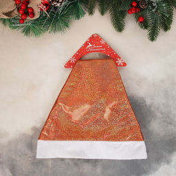 Цена за 2 шт. Колпак новогодний Мерцание ночи 28х35 см, оранжевый