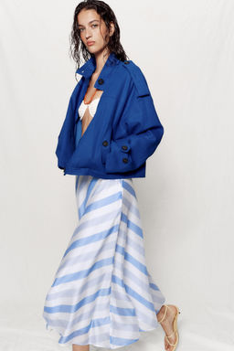 FALDA MIDI RAYAS / Azul / Blanco - Zara фото 3