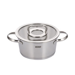 50312 WERNER Кастрюля NICE 18х9см/2,0л со стеклянной крышкой, с индукционным капсульным дном. Материал: нерж. сталь 18/8. Толщина: 0,6мм