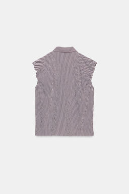CAMISA MANGA ABULLONADA / Rayas marrones - Zara фото 6