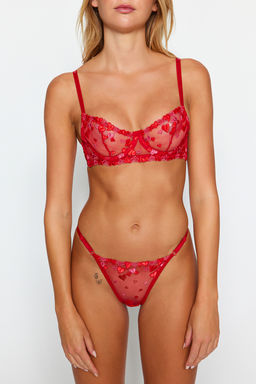 TRENDYOLMILLA Pembe Nak?sl? Dantelli Ip Ask?l? Kaps?z Orme Ic Camas?r? Tak?m? THMAW24CC00015 фото 11