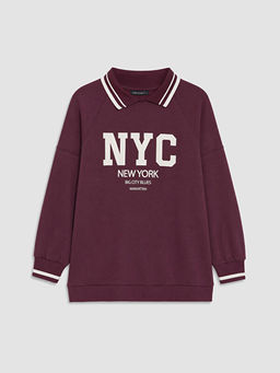 Polo Yaka Oversize Kad?n Sweatshirt Tunik